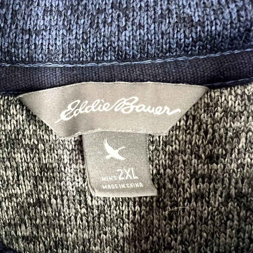 Eddie Bauer Fleece Full Zip Jacket Navy Blue Knit Men's 2XL Collar Pockets - Picture 4 of 6